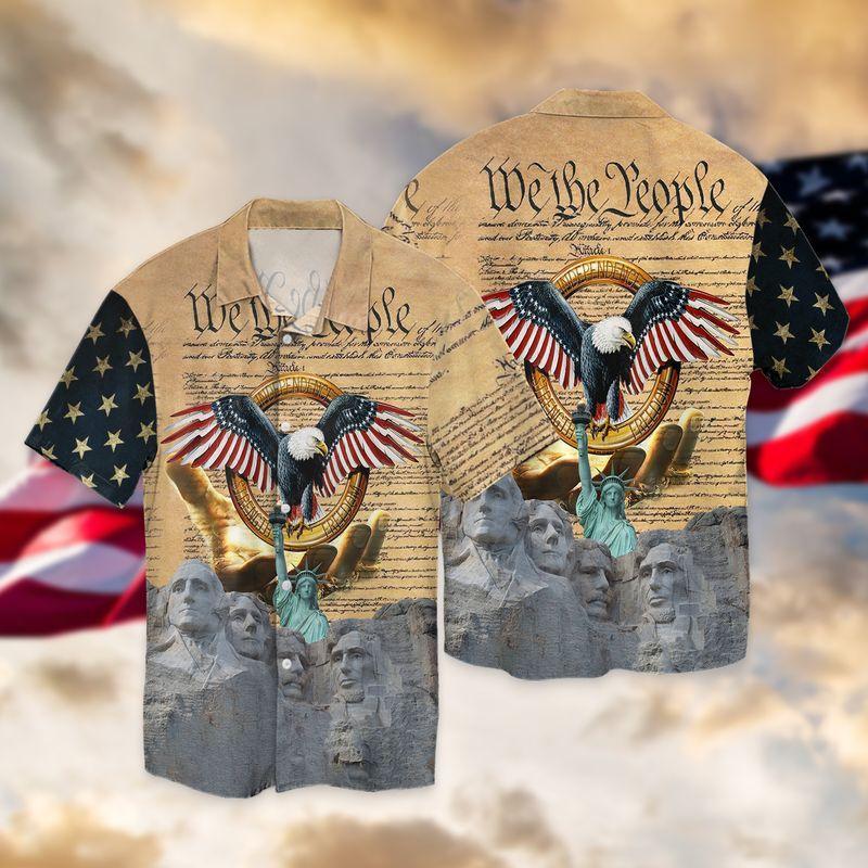 Eagle And Cross Independence Strength Freedom 3D Full Print Hawaiian Shirt