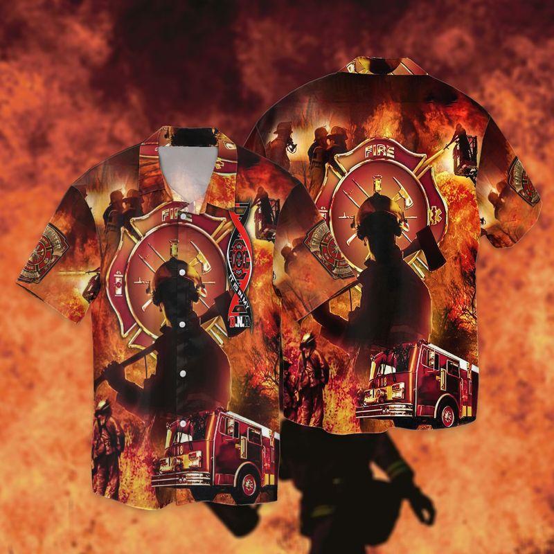 Firefighter Fire Scene 3D Full Print Hawaiian Shirt