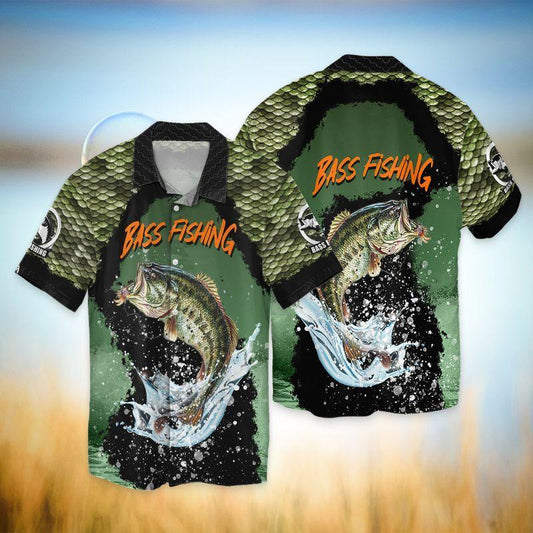 Love Fishing Bass Green 3D Full Print Hawaiian Shirt