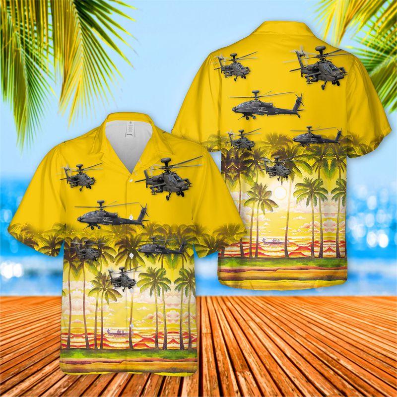 Air Force US Army Helicopter Unisex Hawaiian Shirts - Yellow Pattern Beach Shorts