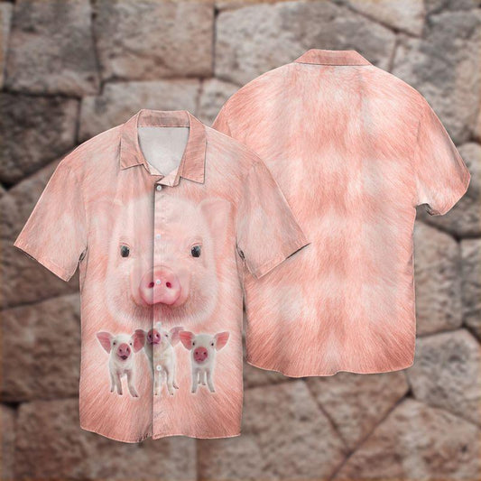 Cute Pigs Pink 3D Full Print Hawaiian Shirt