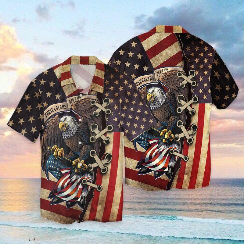 Nation Eagle American Flag Personalized 3D Full Print Hawaiian Shirt