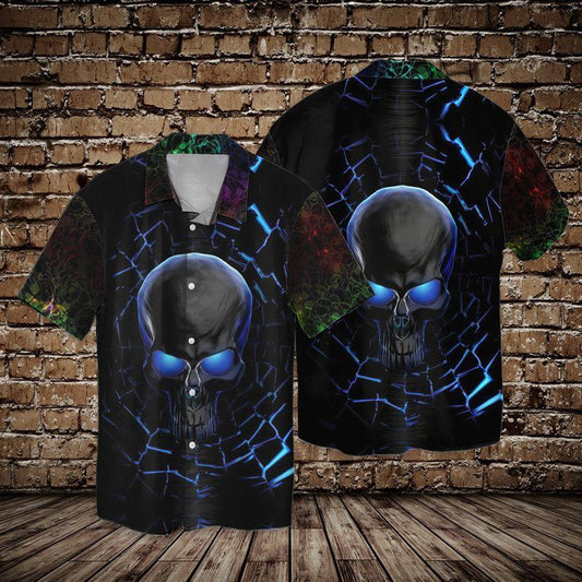 Creepy Spider Skull Cool Halloween 3D Full Print Hawaiian Shirt