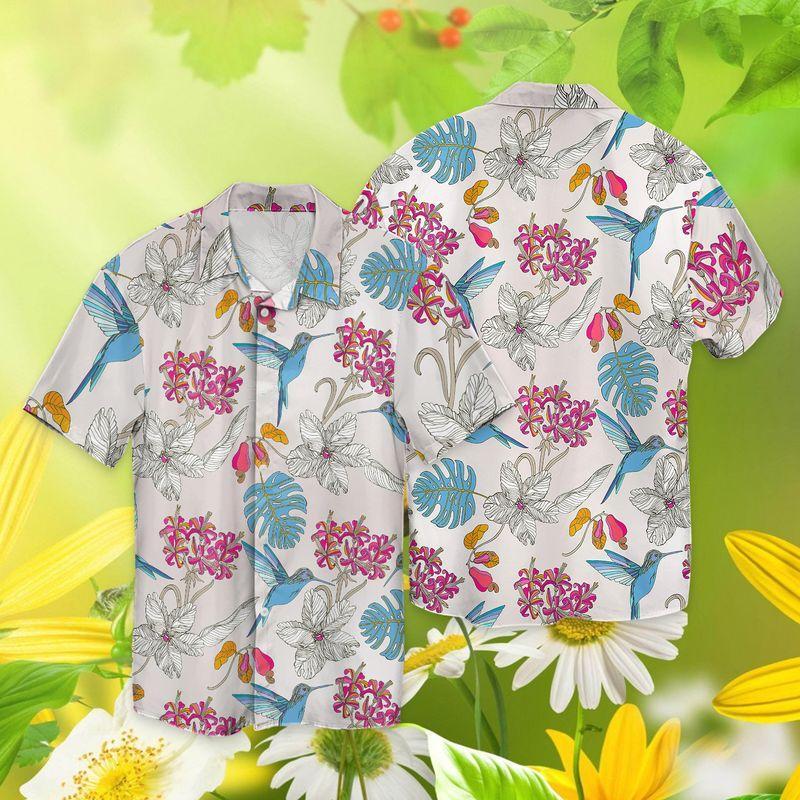 Wildflowers And Hummingbird 3D Full Print Hawaiian Shirt