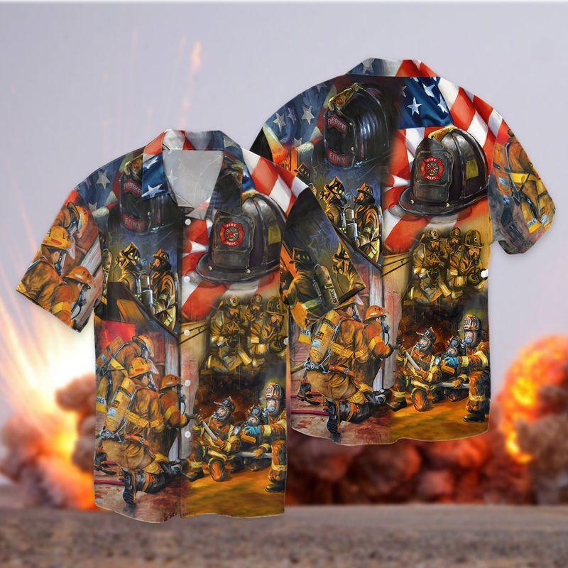 Hard-Working Firefighter Logo 3D Full Print Hawaiian Shirt