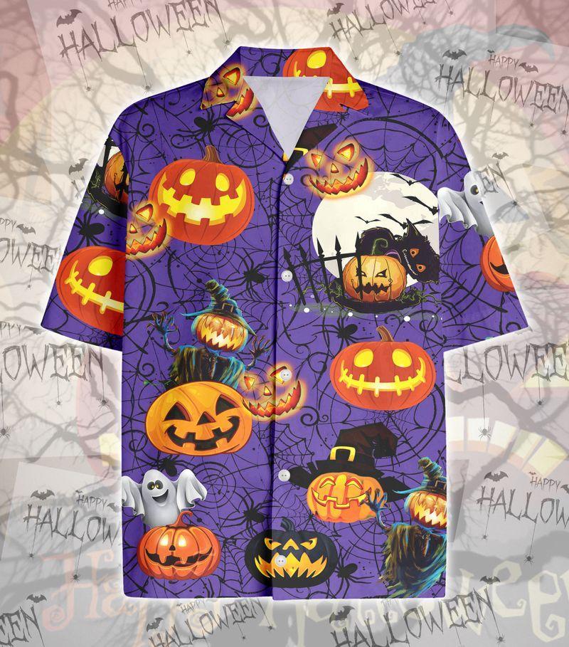 Amazing Halloween Pumpkin Spider Hawaiian Shirt | For Men & Women | Adult | HW9078