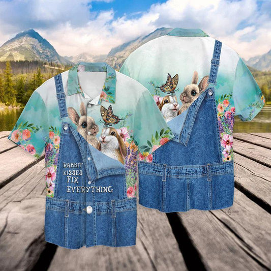 Rabbit Kisses Fix Everything Lover 3D Full Print Hawaiian Shirt