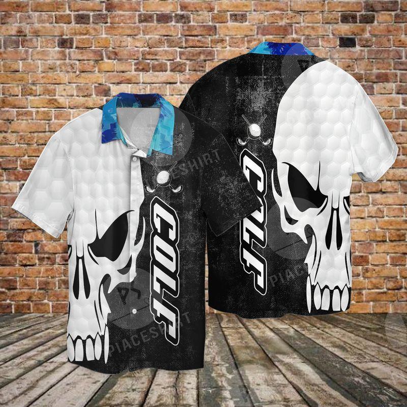 Skull Golfer Halloween Fashionable 3D Full Print Hawaiin Shirt Hawaiian