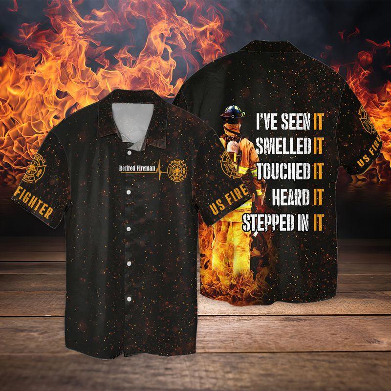 Personalized Firefighter Retired Fireman Fathers Day Gift 3D Full Print Hawaiian Shirt