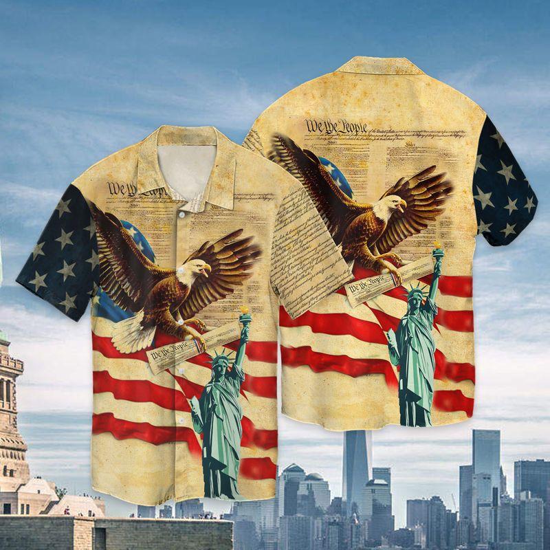 We The People American Eagle & Statue Of Liberty 3D Full Print Hawaiian Shirt