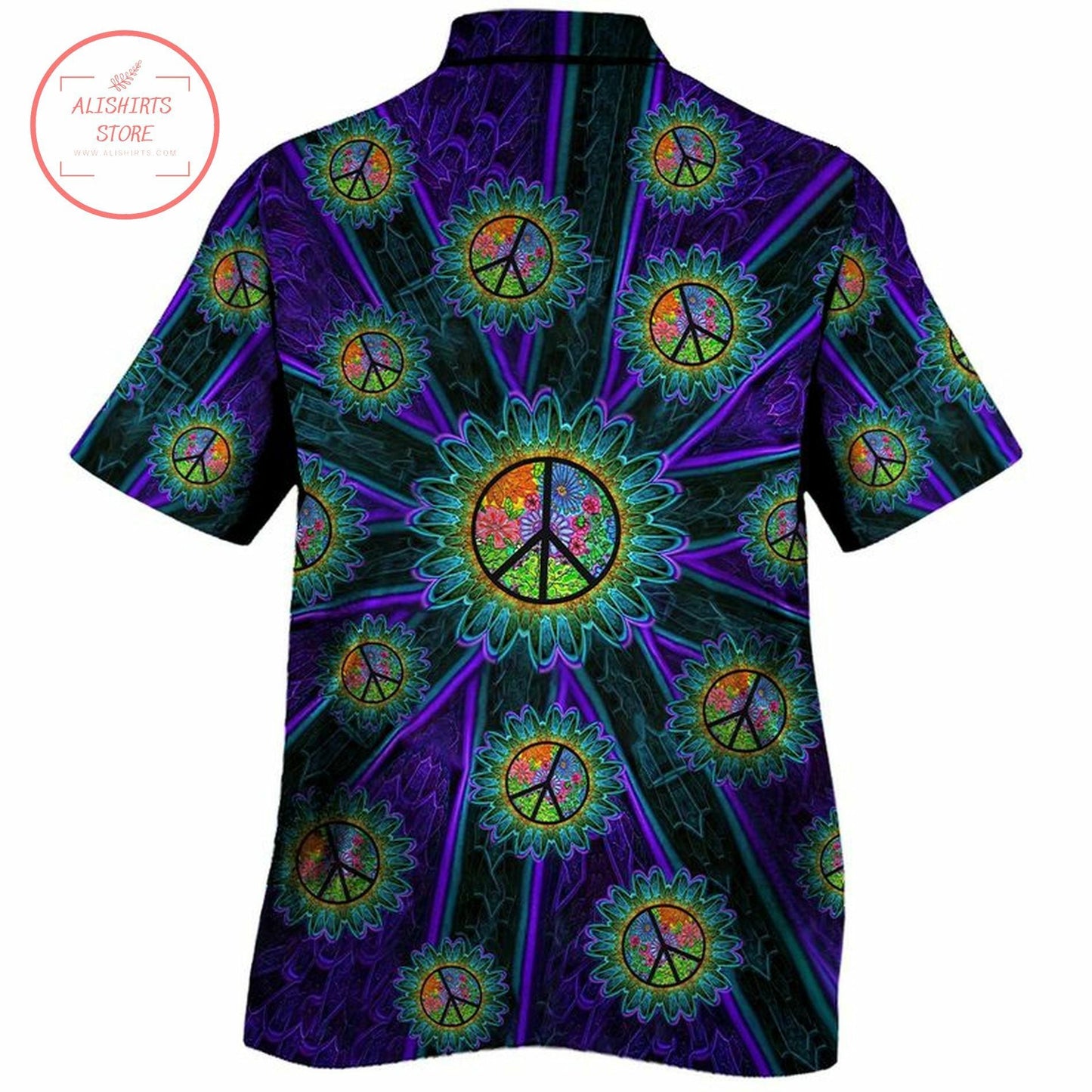 PEACE SIGN CLIP ART TRIPPY HAWAIIAN SHIRT