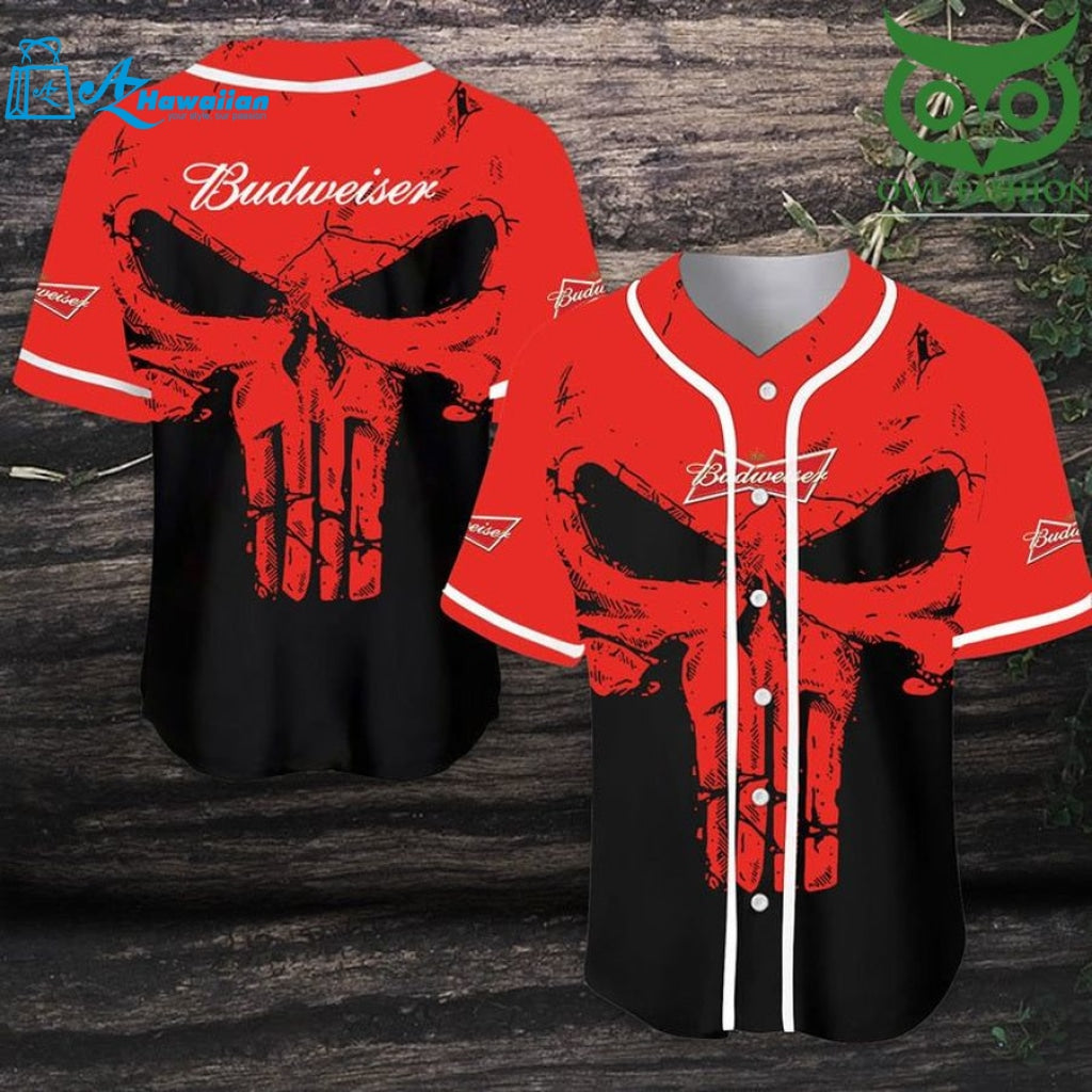 Retro Skull Budweiser Beer Baseball Jersey