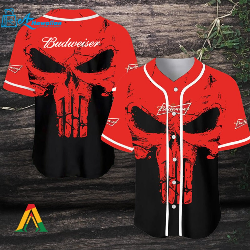 Retro Skull Budweiser Beer Baseball Jersey