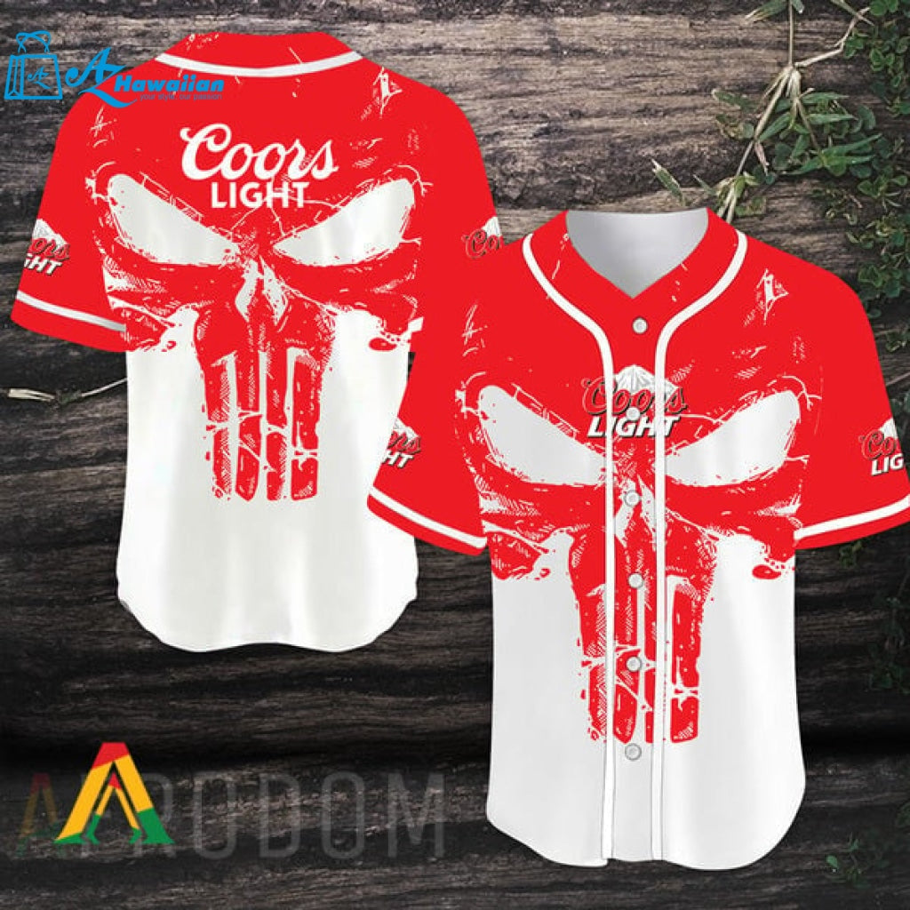 Retro Skull Coors Light Beer Baseball Jersey