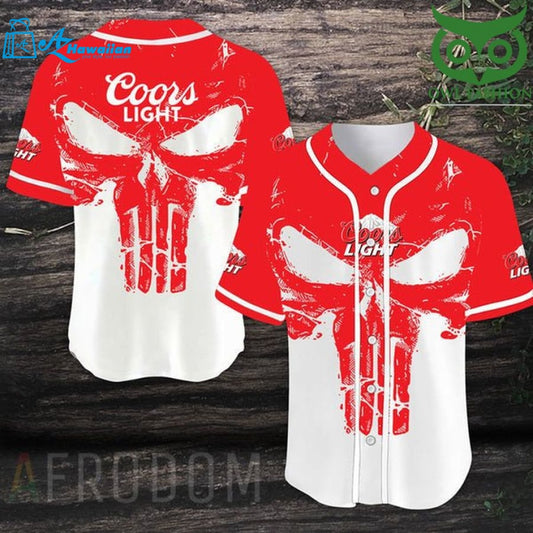 Retro Skull Coors Light Beer Baseball Jersey