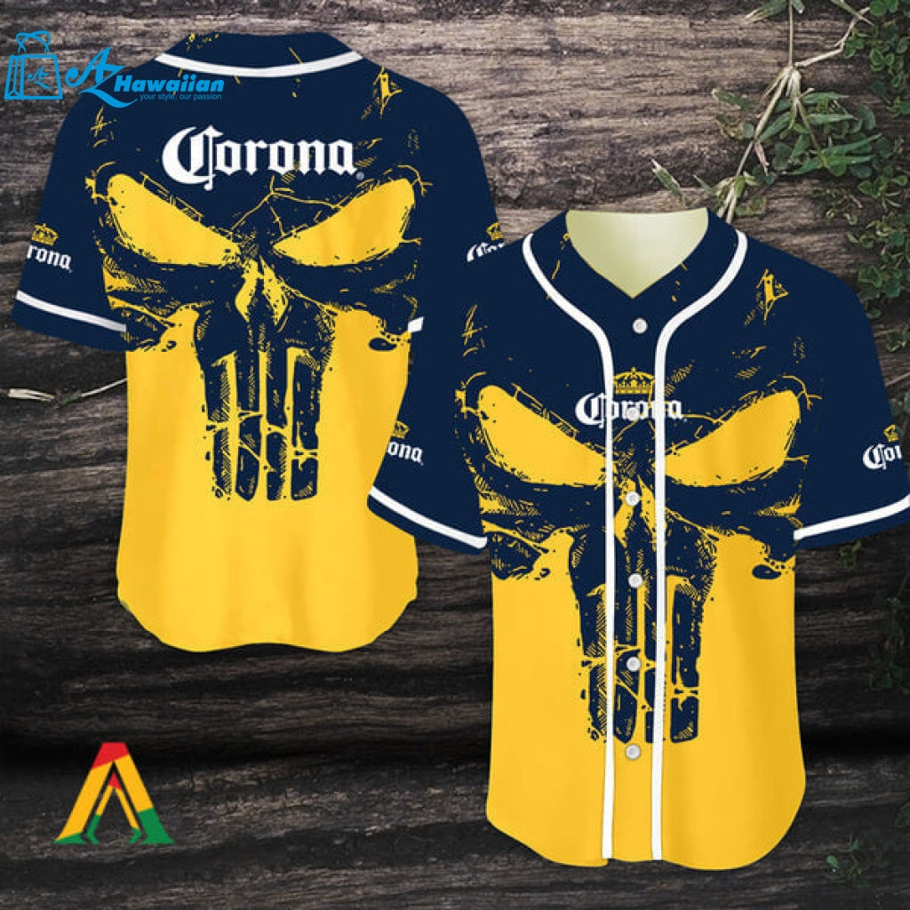 Retro Skull Corona Beer Baseball Jersey