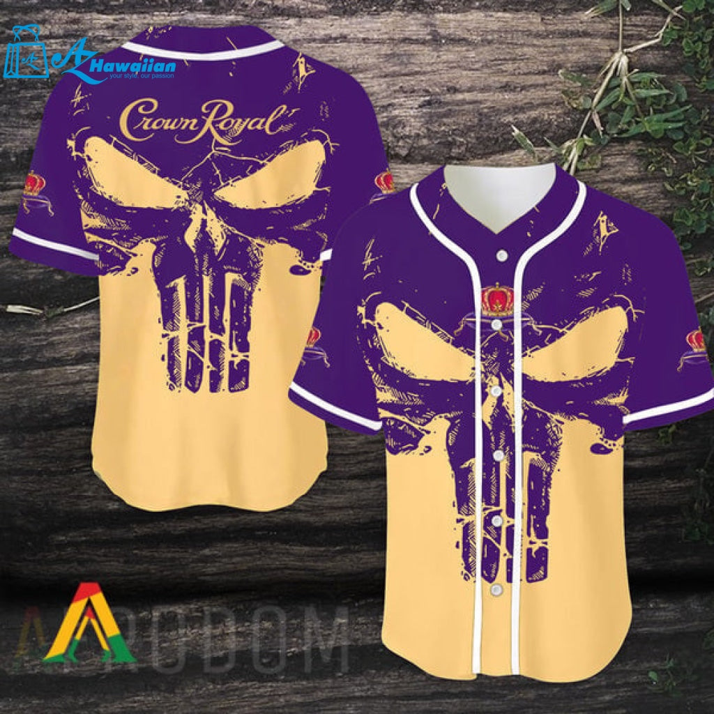 Retro Skull Crown Royal Baseball Jersey