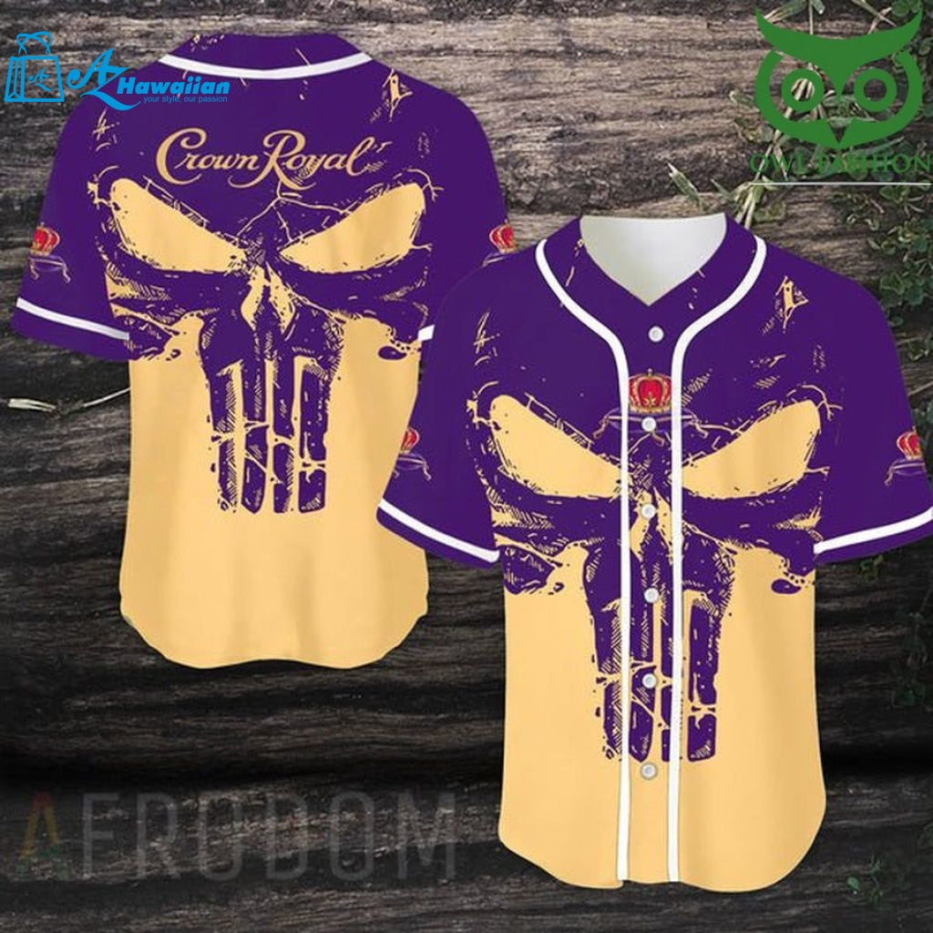 Retro Skull Crown Royal Baseball Jersey