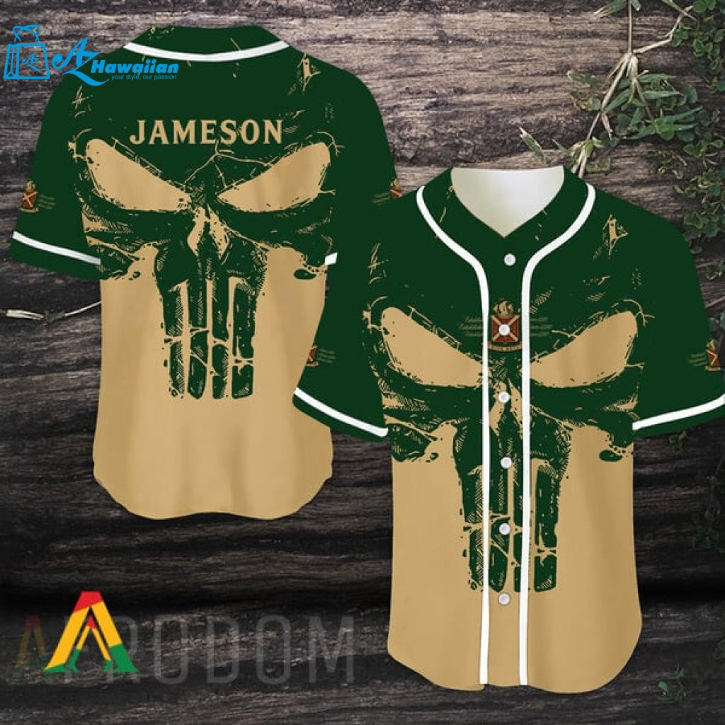 Retro Skull Jameson Whiskey Baseball Jersey