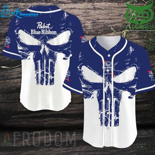 Retro Skull Pabst Blue Ribbon Baseball Jersey