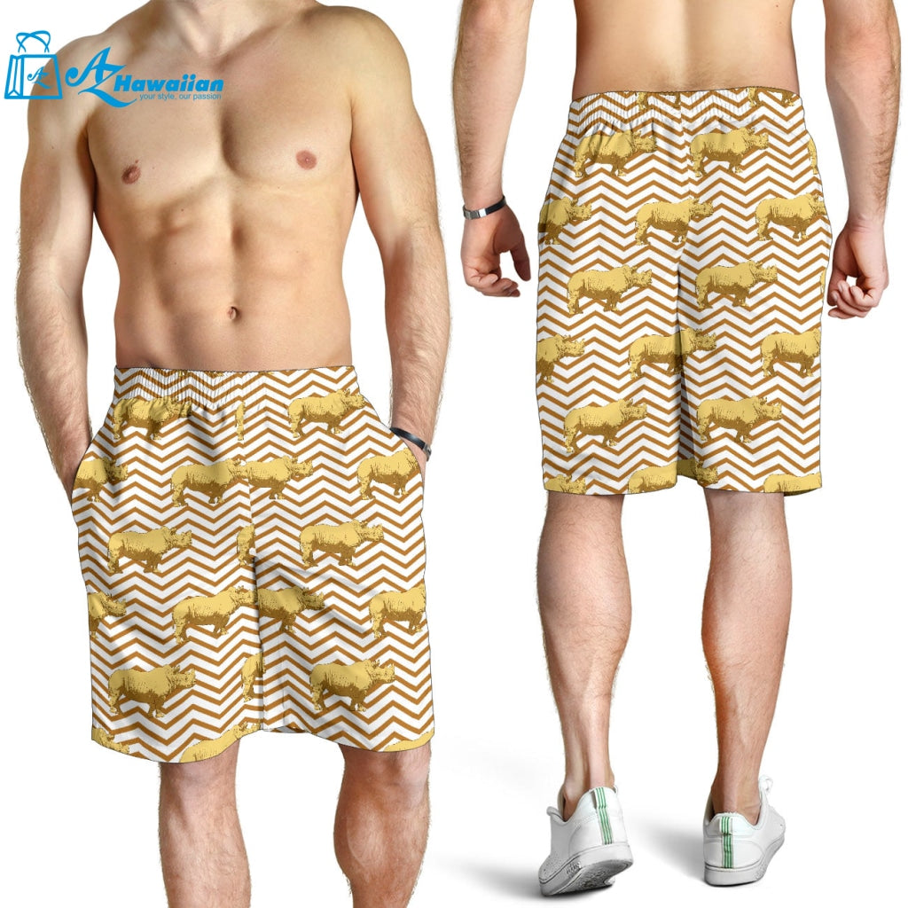 Rhino Yellow Theme Pattern Men Shorts