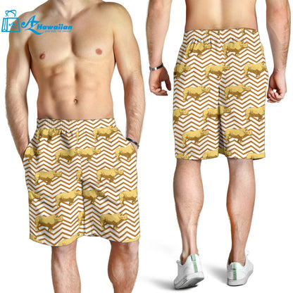 Rhino Yellow Theme Pattern Men Shorts