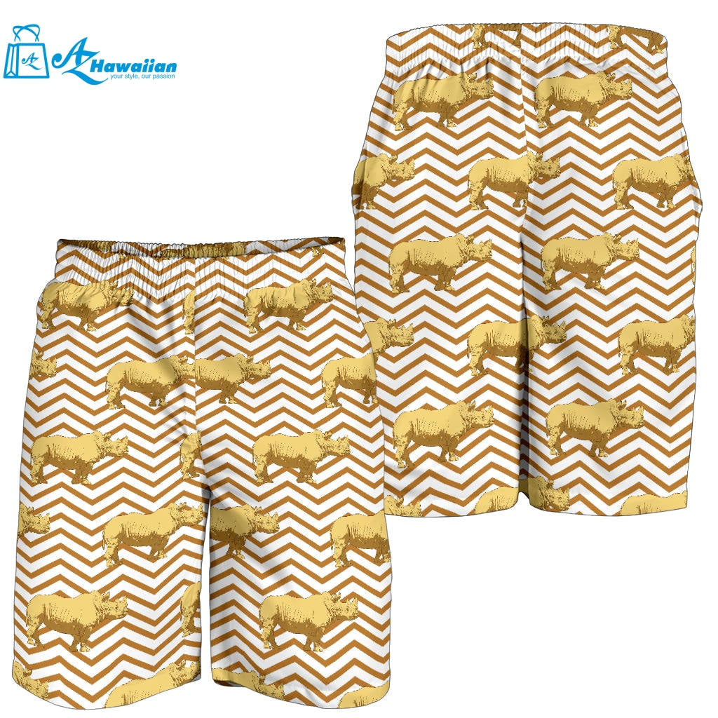 Rhino Yellow Theme Pattern Men Shorts