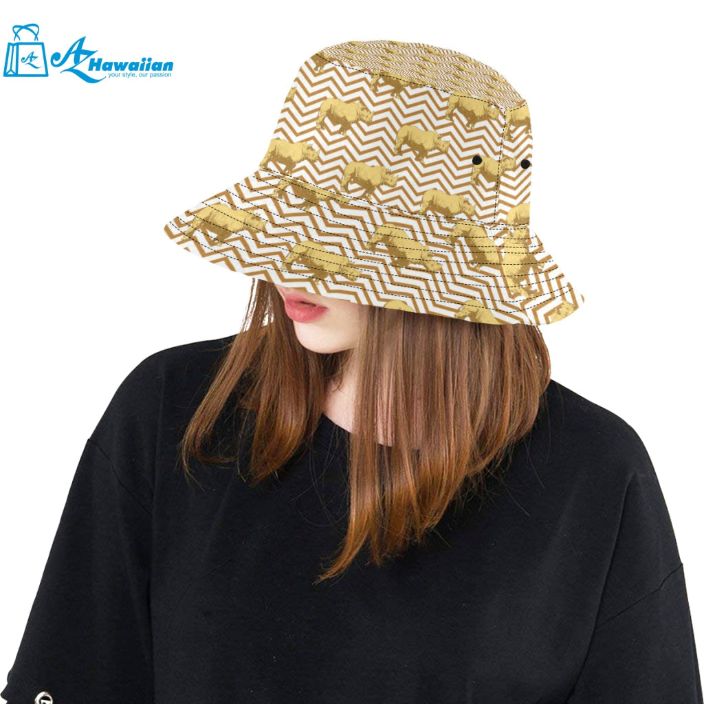 Rhino yellow theme pattern Unisex Bucket Hat