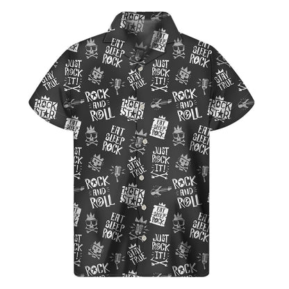 Rock And Roll Music Pattern Print Mens Short Sleeve Shirt Hawaiian