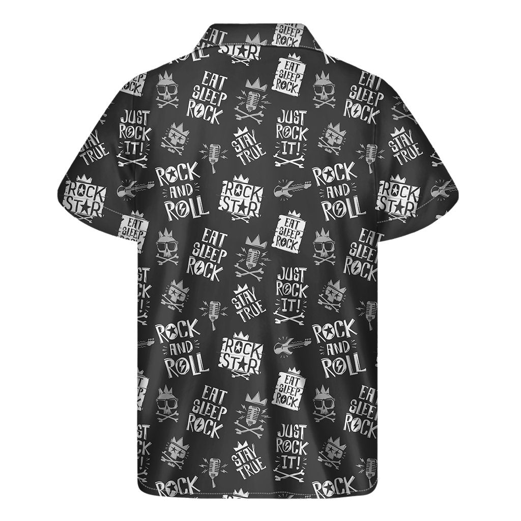 Rock And Roll Music Pattern Print Mens Short Sleeve Shirt Hawaiian