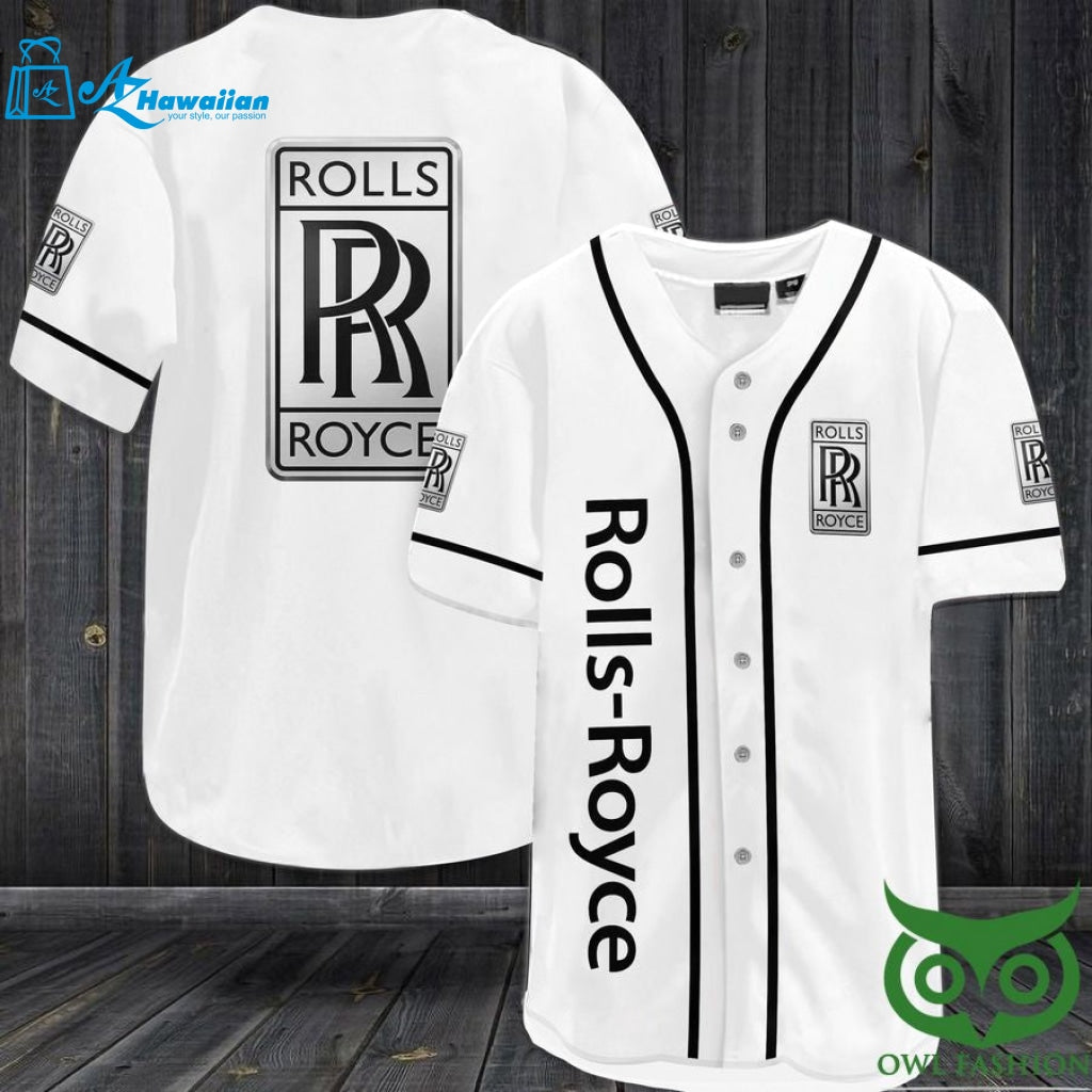 ROLLS ROYCE White and Black Baseball Jersey Shirt