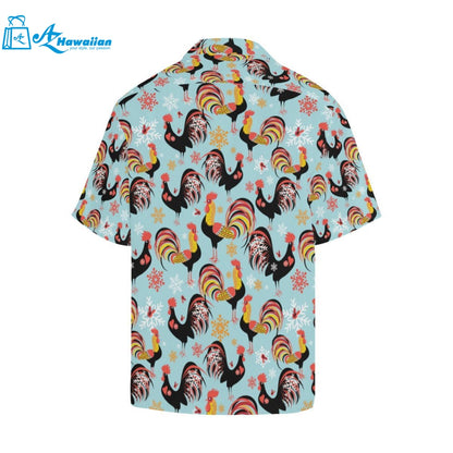 Rooster Chicken Cock Snowfalke Mens All Over Print Hawaiian Shirt