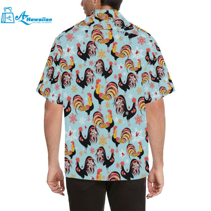 Rooster Chicken Cock Snowfalke Mens All Over Print Hawaiian Shirt