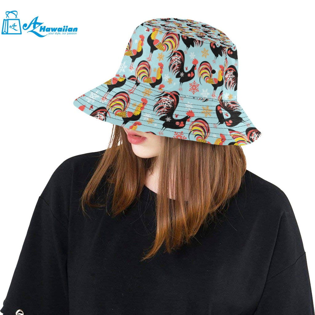 Rooster chicken cock snowfalke Unisex Bucket Hat