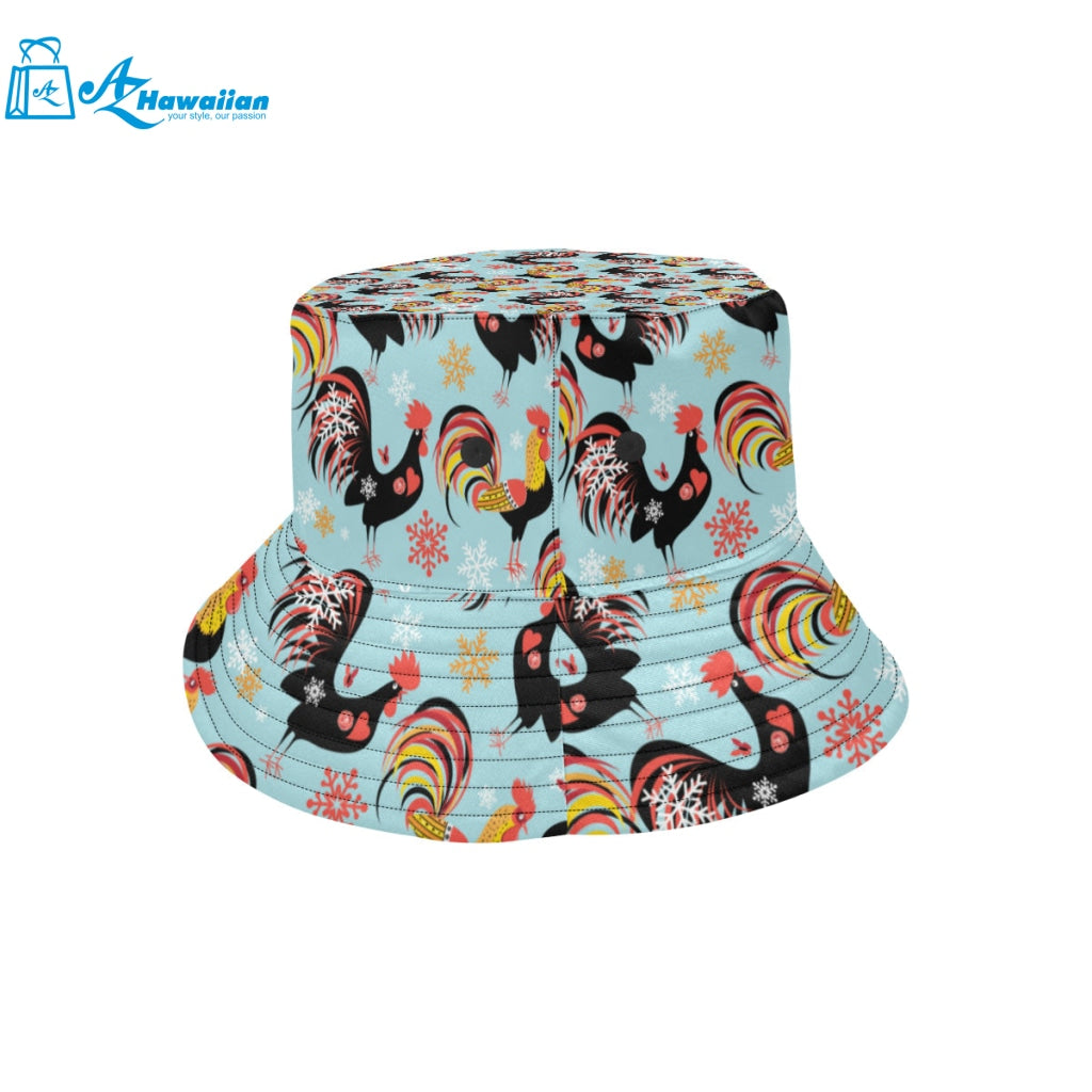 Rooster chicken cock snowfalke Unisex Bucket Hat