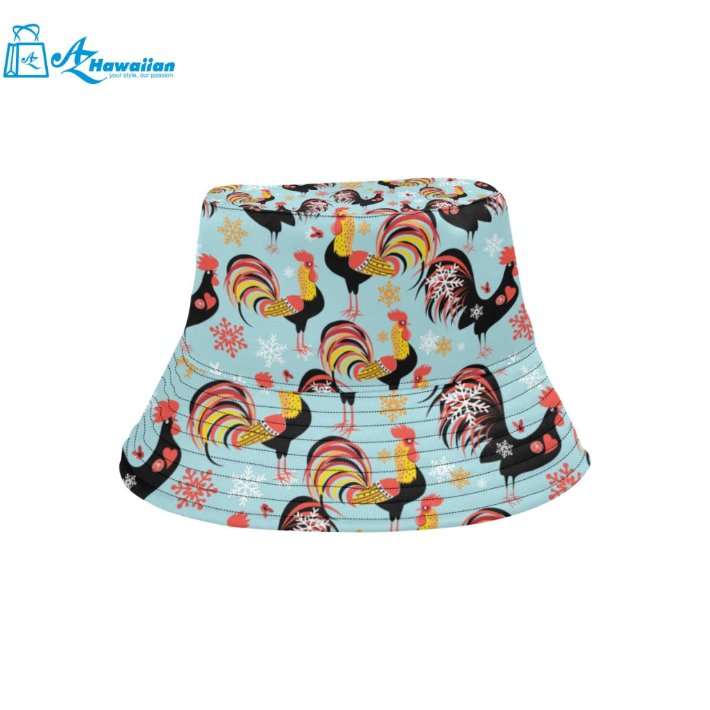 Rooster chicken cock snowfalke Unisex Bucket Hat