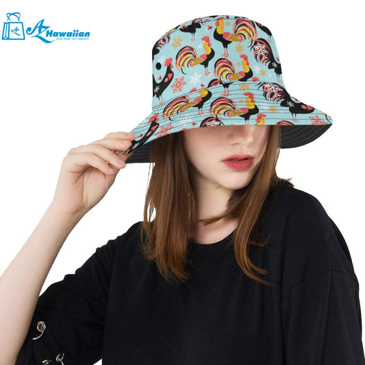 Rooster chicken cock snowfalke Unisex Bucket Hat