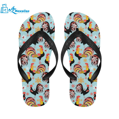 Rooster chicken cock snowfalke Unisex Flip Flops