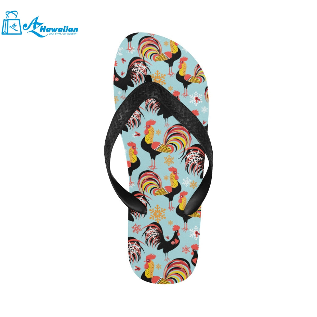 Rooster chicken cock snowfalke Unisex Flip Flops