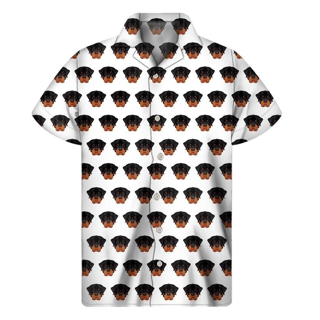 Rottweiler Face Pattern Print Mens Short Sleeve Shirt Hawaiian