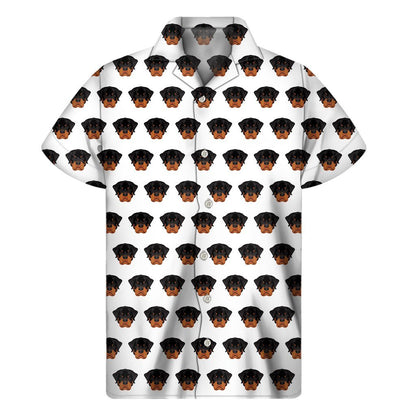 Rottweiler Face Pattern Print Mens Short Sleeve Shirt Hawaiian