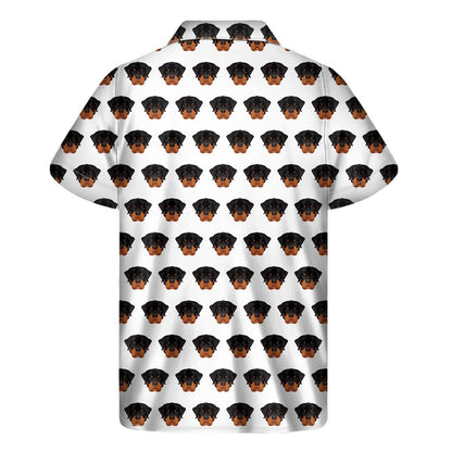 Rottweiler Face Pattern Print Mens Short Sleeve Shirt Hawaiian