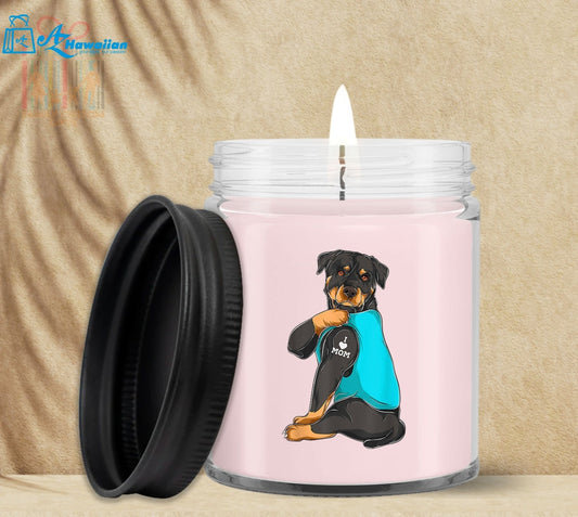 Rottweiler I Love Mom Tattoo Custom Wax Candle Gifts for Mothers Day