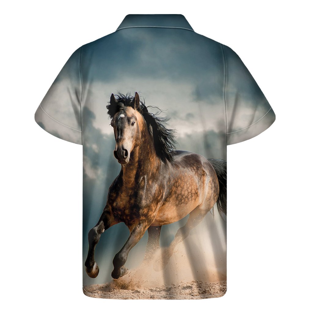 Running Wild Stallion Horse Print Mens Short Sleeve Shirt Hawaiian