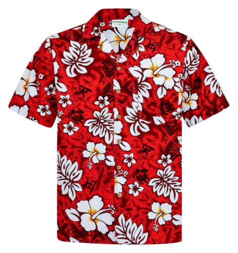 Short Sleeve Summer Beach Hawaiian Shirt - Flower Red