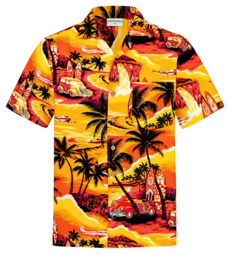 Short Sleeve Summer Beach Hawaiian Shirt - Yellow Beach