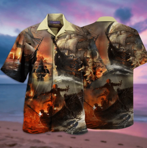 Amazing Fighting Pirate Ships Hawaiian Shirt | For Men & Women | Adult | HW4234