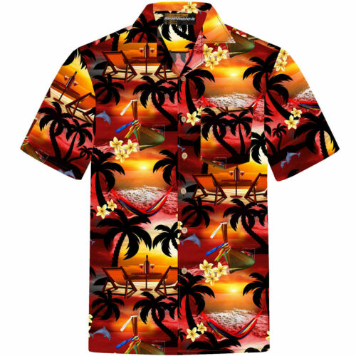 Short Sleeve Summer Beach Hawaiian Shirt - Sunset