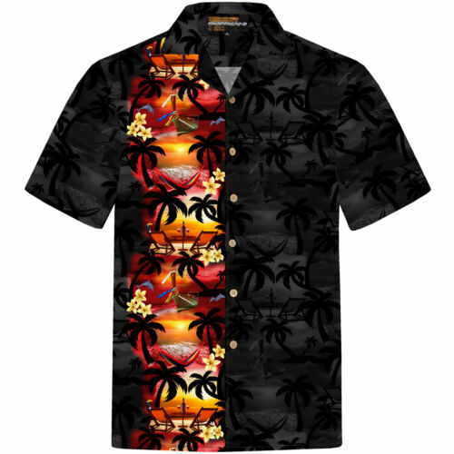 Short Sleeve Summer Beach Hawaiian Shirt - Black