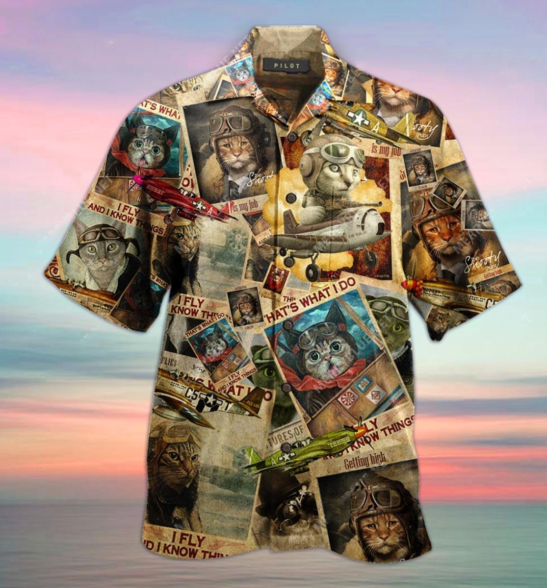 For Men And Women, Amazing Pilot Cat Hawaiian Shirt | Crazy Funny Hawaiian Shirt | Vintage Hawaiian Shirt